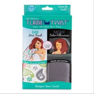 Turbine Twist Curly Hair Combo Pack - Microfiner Hair Towel & Satin Pillowcase
